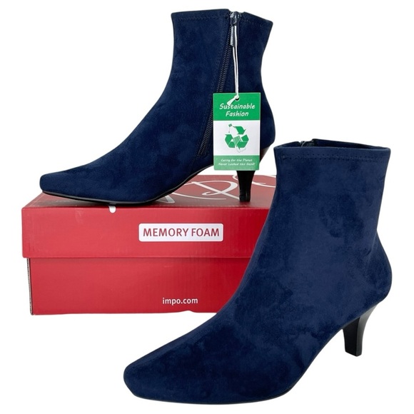 Impo Naja Midnight Blue Microsuede Womens Ankle Boots Size 6M - Picture 1 of 10
